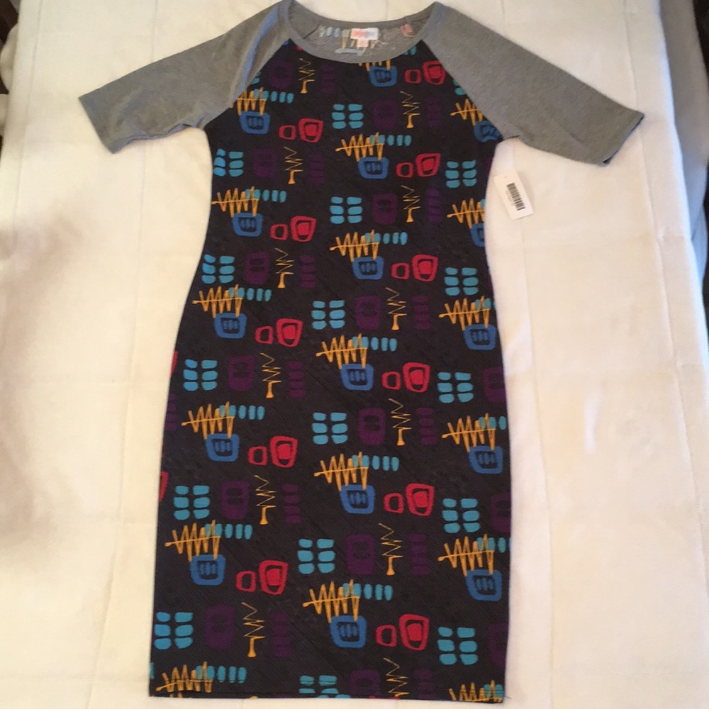 Boho abstract t-shirt summer dress bodycon XS